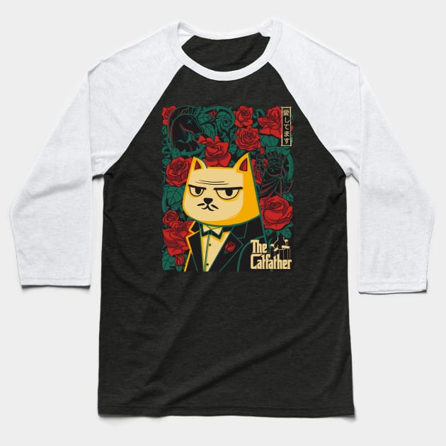 Catsoki Catfather Baseball T-Shirt by CatSoki